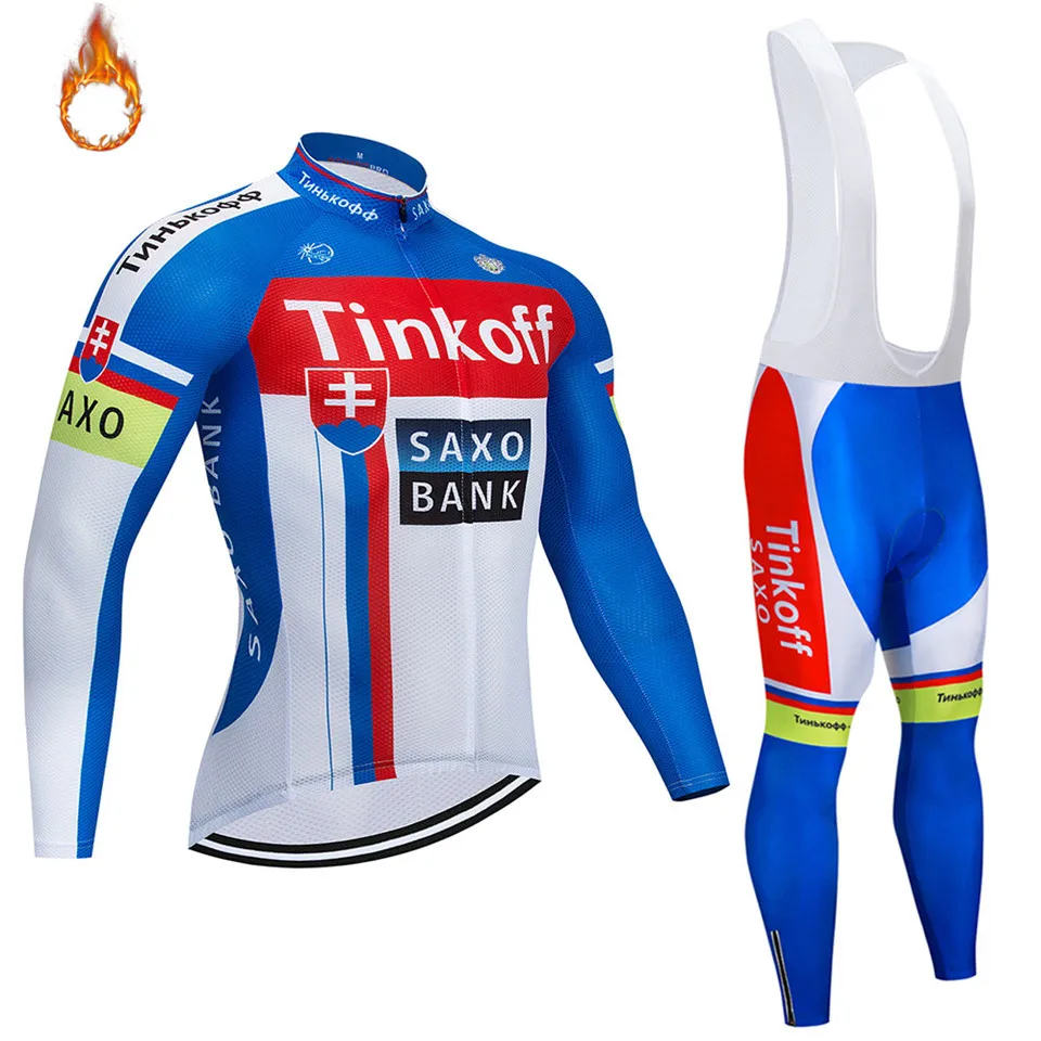 

Ropa Ciclismo Hombre Invierno 2018 Pro Team Tinkoff Saxo Bank Long Sleeve Winter Thermal Fleece Cycling Jersey Bicycle Clothes