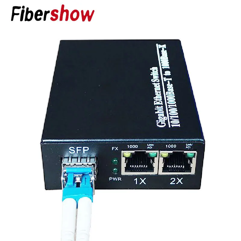 Гигабитный медиаконвертер 1 порт sfp до 2 rj45 ГБ, оптический GPOn/EPON OLT ethernet для ip-камеры 10/100/1000 м