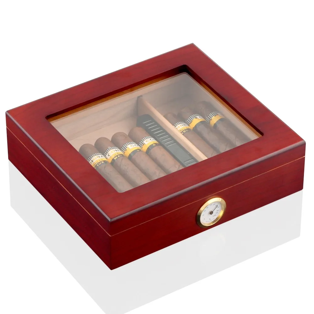Дорожный увлажнитель для сигар из кедрового дерева с гигрометром, чехол для сигар с гигрометром, подходит для сигар 20-30 COHIBA