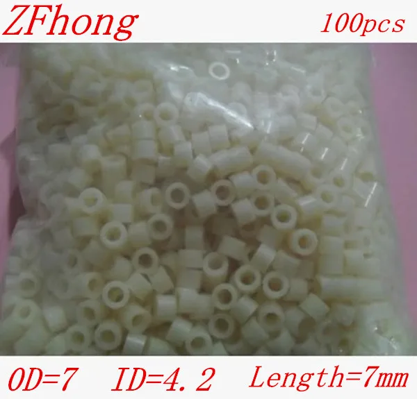 

100pcs/lot M4*7mm ABS Nylon Round  Spcaer Standoff, PCB board spacer OD(7MM) X ID(4.2mm)*7mm