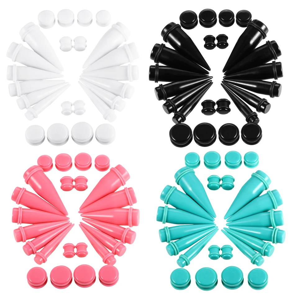 

24pcs/lot Large Size Ear Gauge Kit Acrylic Taper and Plug Tunnel Kit Ear Expander Stretching Piercing Set Body Jewelry 10mm-20mm