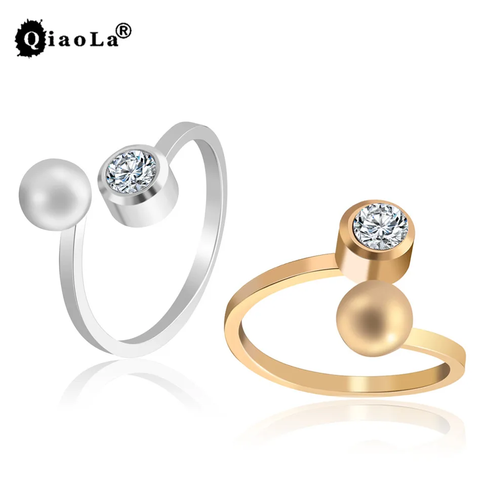 

Qiao La Fashion Jewelry Stainless Steel Zircon Square Geometry Wedding Bride Rings For Party Wedding Ring Women Gifts Bijoux