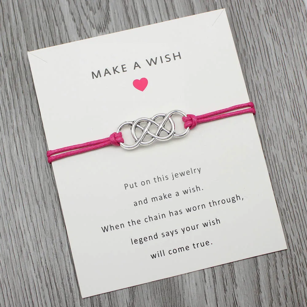 Браслет на заказ с надписью Double Infinity Love Faith Hope Wish Card для женщин и девушек