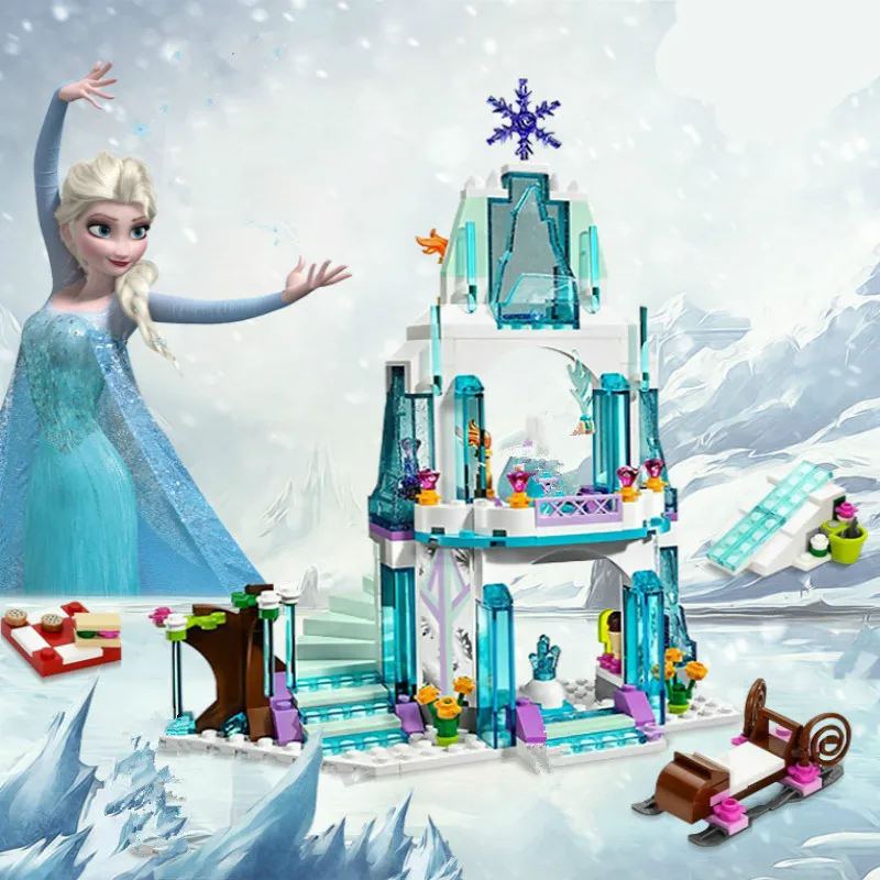 JG301 SY373 Anna Elsa Snow Queen Elsa's Sparkling Ice Castle Building Toys Blocks Brick Compatible with blocks Toys gift