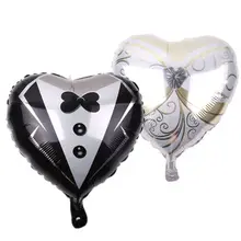 Сердце Свадьба Жених невесты смокинг платье алюминиевой фольги воздушный шар Свадебная вечеринка Декор обручальные принадлежности