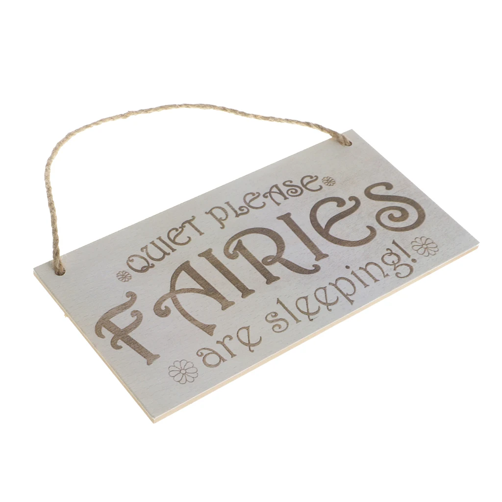 Wooden Hanging Board Rectangle With Quiet Please Fairies Are Sleeping Sign Home Bedroom Door In front Decor High Quality 