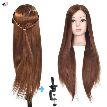 

26" Mannequin Head With Hair HairStyling Wig Heads Training Head Hairdressing Practice Mannequin Doll Head