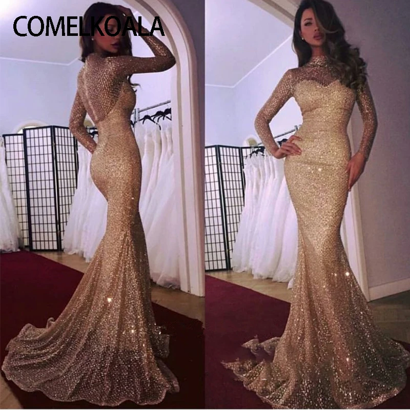 mermaid sequin prom dress