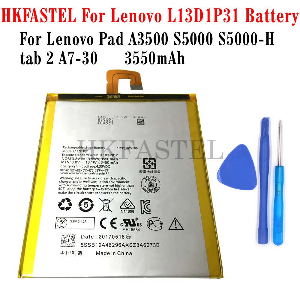 HKFASTEL планшетный ПК L13D1P31 Батарея для lenovo Pad A3500 S5000 H tab 2 A7 30 батареи 3550 мАч|battery for