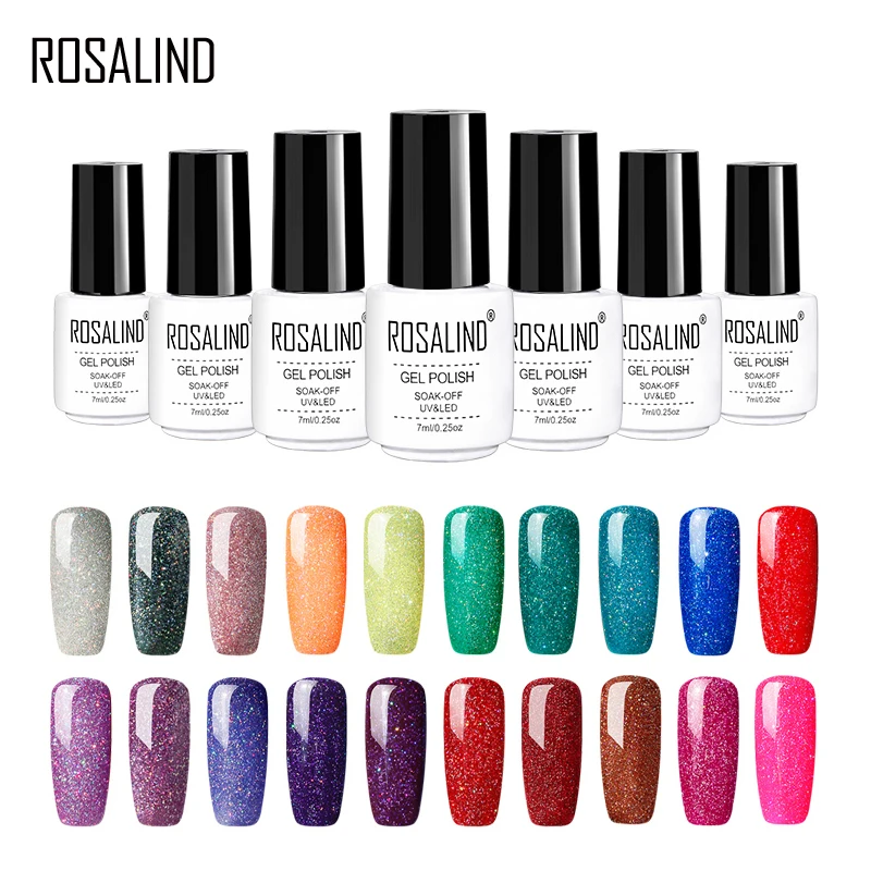 روزاليند قوس قزح هلام البولندية الهجين مسمار UV الورنيش شبه الدائم 7 مللي ورنيش مسمار البولندية جميع للتقليم التمهيدي مسمار الفن