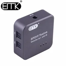 EMK Digital SPDIF Toslink Optical Audio Cable Switch 3×1 with IR Remote Controller Support 5.1 Bidirectional Manual Switcher