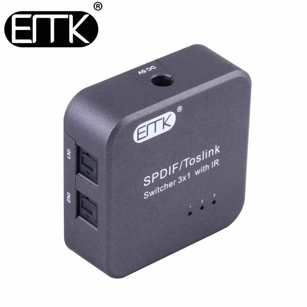 Skup EMK cyfrowy SPDIF Toslink optyczny przewód audio przełącznik 3x1 z ir pilot zdalnego sterowania wsparcie 5.1 dwukierunkowy ręczny przełącznik