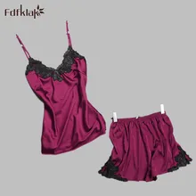 Новое поступление; Летнее Для женщин пижамы Спагетти ремень пижамы из искусственного шелка Дамская гостиная Домашняя одежда комплект плюс Размеры M-XXL e0977