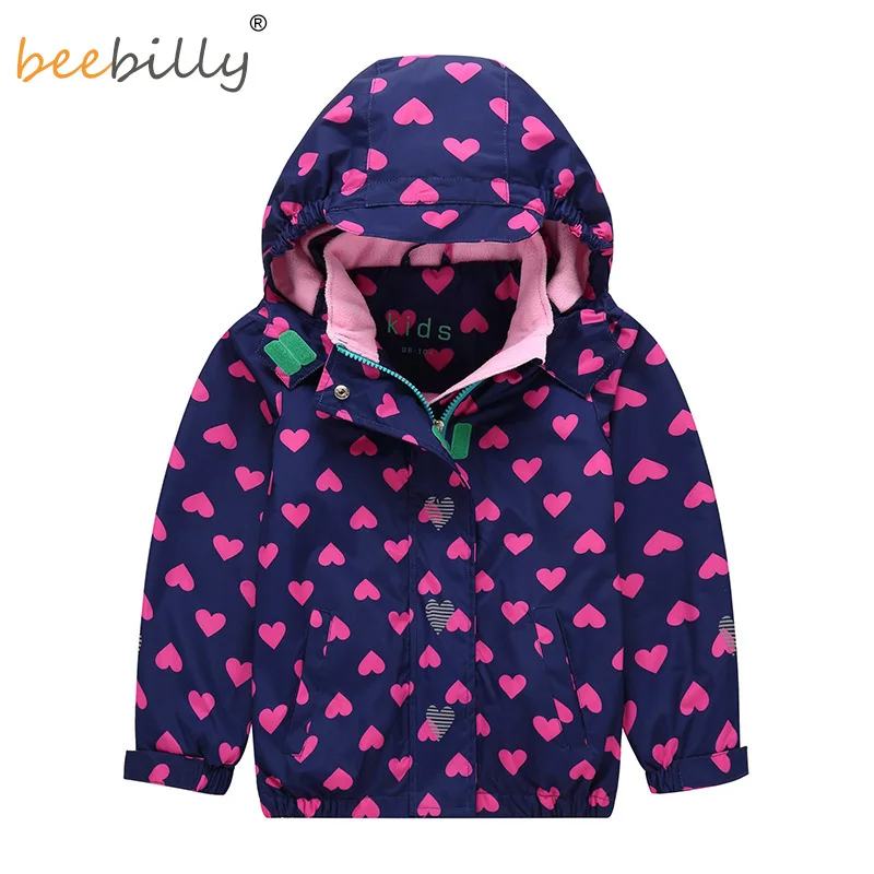 

2018 Girls Jacket Printed Hooded Polar Fleece Windbreaker Baby Girl Coat Autumn Winter for Kids Long sleeve Outerwear Clothes