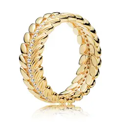 Модные Аутентичные стерлингового серебра 925 пробы блестящие золотые Зерна Энергии кольцо для женщин Свадебная вечеринка Fine Европа