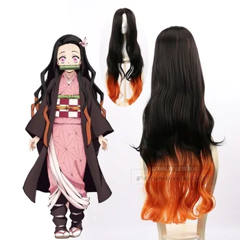 

New Blade of Demon Slayer Kimetsu no Yaiba Kamado Nezuko Cosplay Wig 95cm Synthetic Hair Gradient Mixed Color Wig Halloween