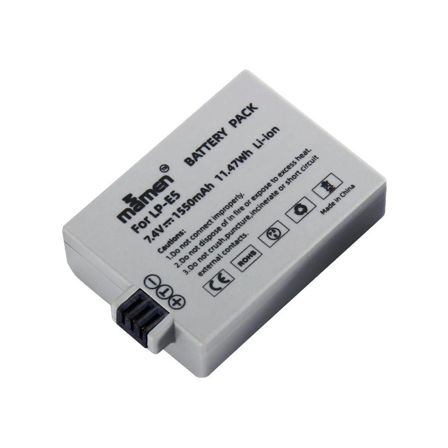 Mamen 1550mAh LPE5 LP-E5 LP E5 батарейный блок камеры для Canon Rebel XS Rebel T1i XSi 1000D 500D 450D перезаряжаемый литий-аккумулятор