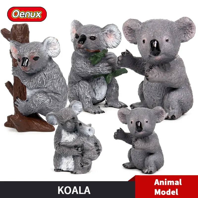 

Oenux Original Cute Koalas Australian Animals Action Figure Simulation Koala Bear Figurines Model Collection Toy Kids Gift