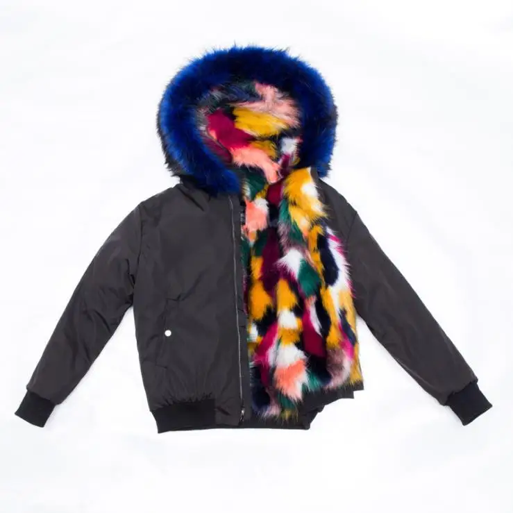 Новинка, зимняя Корейская короткая парка с капюшоном из искусственного меха лисы, куртка, разноцветная черная парка, куртки, толстые теплые женские пальто