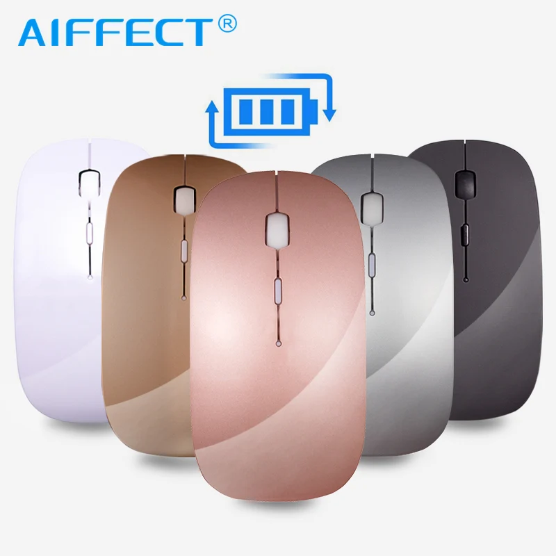 

AIFFECT Wireless Mouse Rechargeable,inphic Mute Silent Click Mini Noiseless Optical Mice,Ultra Thin 1600 DPI for Notebook,PC