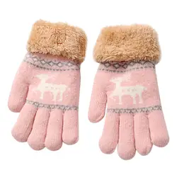 Новый горячая Распродажа для маленьких детей милые утепленные Рождественский с оленями обувь девочек мальчиков зимние теплые перчатки