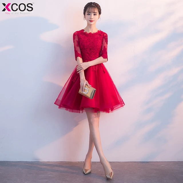 Vestido de cóctel rojo para mujer 2018 elegante línea a negro vestidos de vestidos cortos - AliExpress