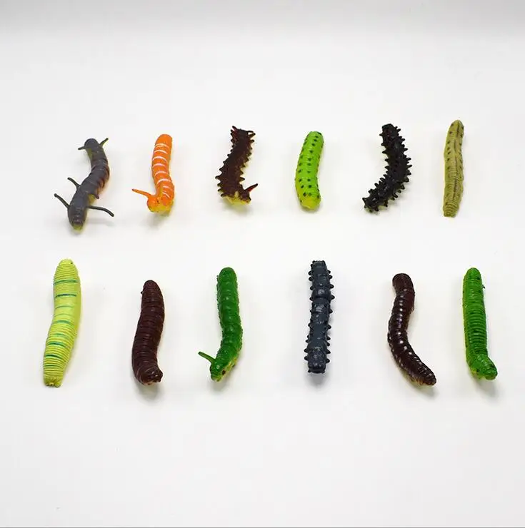 6pcs/Lot Different Twisty Worm Realistic Fake Caterpillar Insect Educational Trick Toy Simulated crawling insect animal