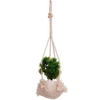 

Plant Hanger Handmade Cotton Rope Wall Hanging Home Decoration Mesh Bag Cotton Rope Natural Hanging Basket Pot Rack Hanger Flo