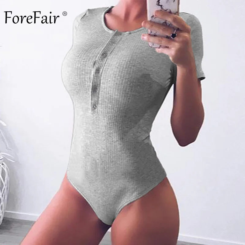 Женский боди с круглым вырезом Forefair однотонный облегающий короткими рукавами и