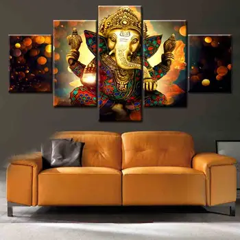 

5 Piece Poster Wall Art Canvas Painting Nordic Wall Pictures for Living Room Decoration Picture No Frame Art Print Ganesha