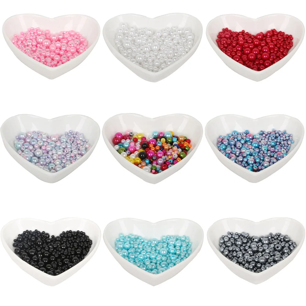 

350pcs Mixed Size Round ABS Imitation Pearls Beads Loose Spacer Beads for Jewelry Making DIY Necklace Bracelet