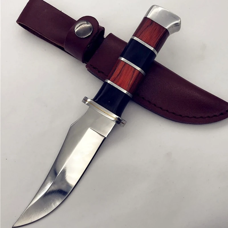 

T004 Knives 58HRC Blade Steel or Wood Handle Survival Hunting Knives Utility Portable EDC Tool Titanium Fixed Blade Knife