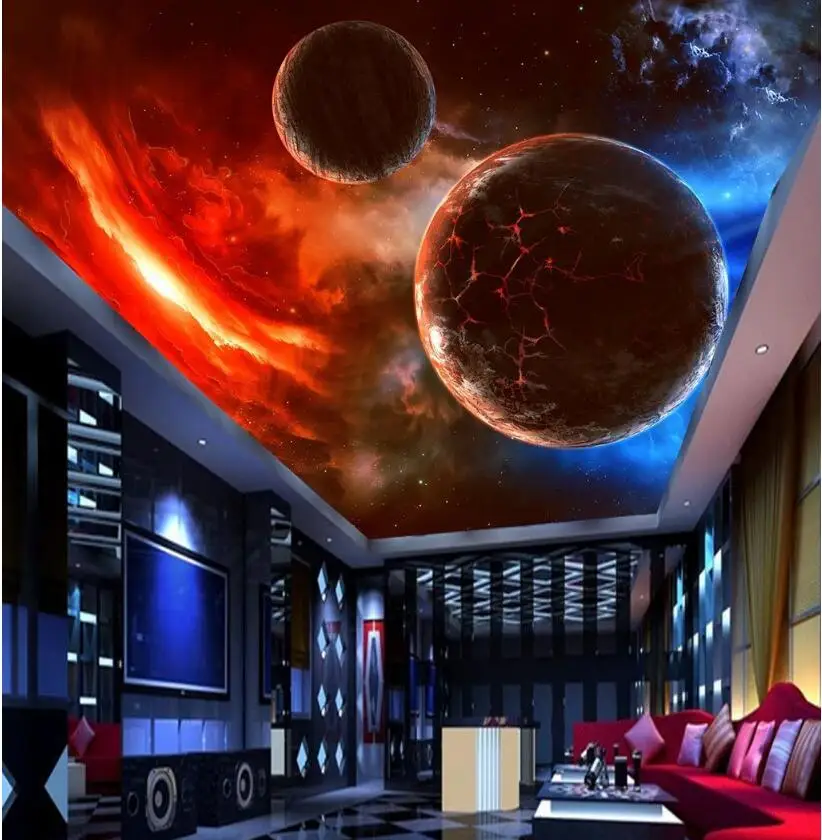 

Custom photo 3d wallpaper Suspended meteorite space stars Home decor ceiling murals living room 3d wall murals wallpaper