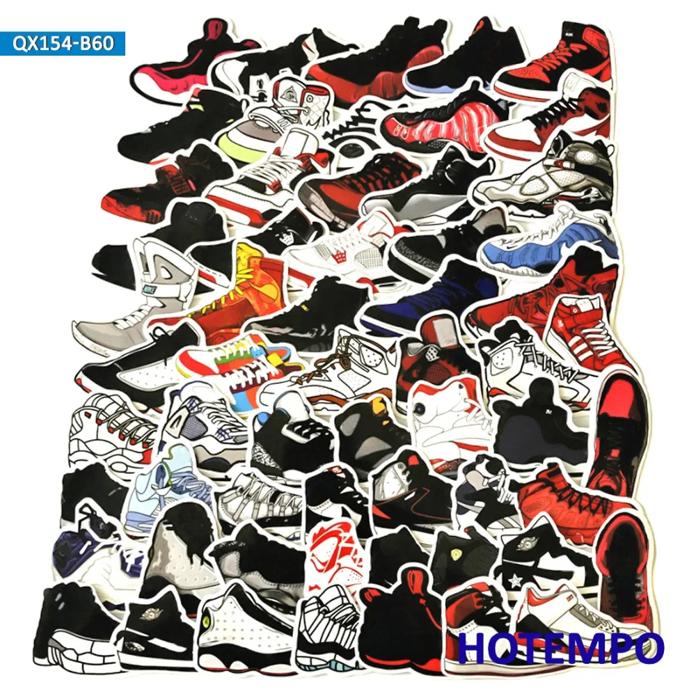 60 قطعة الرجعية الأردن حذاء رياضة المد أحذية خمر ملصقات ل للهاتف المحمول والحاسوب المحمول الأمتعة الغيتار لوح التزلج دراجة تزلج سيارة ملصقات