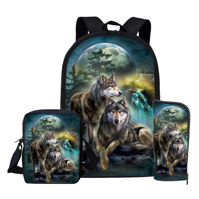 Nopersonality, крутой рюкзак с принтом дикого волка, наборы для подростков, мальчиков и девочек, 16 дюймов, детский рюкзак, основная детская сумка - Цвет: L4476CED