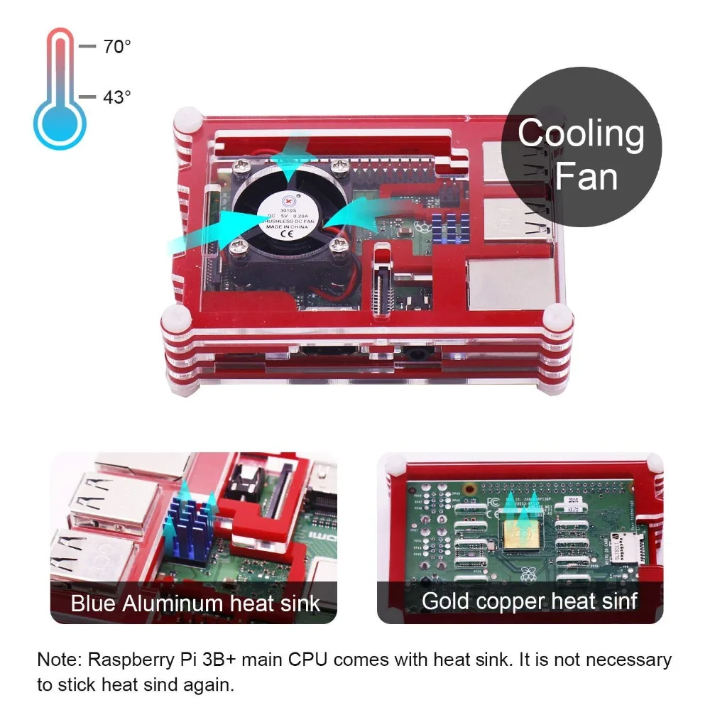 Raspberry Pi 3 Чехол/радиатор/вентилятор/кабель для pi model b чехол радиатор/вентилятор