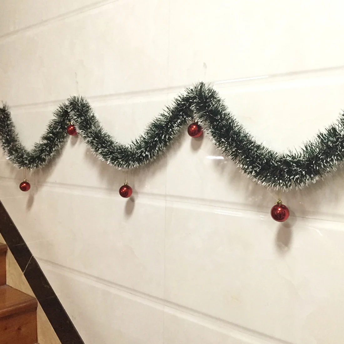 2 м Рождественская декоративная панель вершины лента гирлянда Рождественская елка украшения белый темно-зеленый тростниковая мишура вечерние принадлежности
