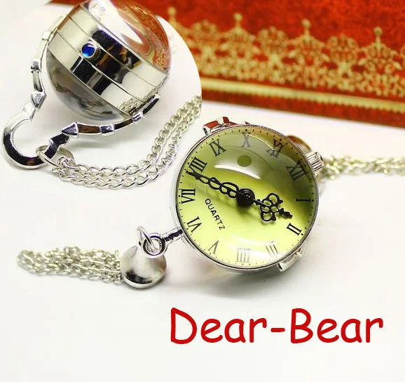 

(3086)vintage steamPunk Style Silver round Ball Pocket Watch Necklace chain pendant, Dia 2.5 cm. 12 pcs/lot palace style