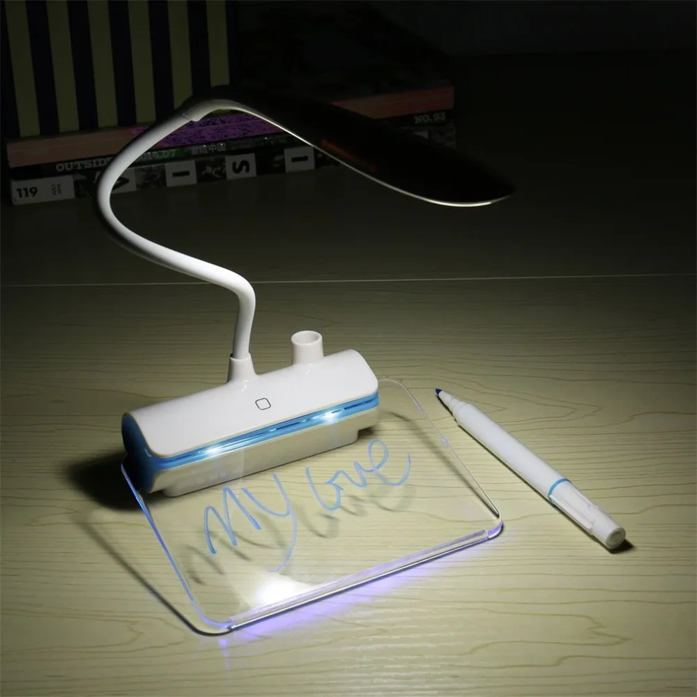 

Portable 3-in-1 USB Rechargeable Message Board LED Desk Lamp Night Light Touch Table Lamp Flexible Arbitrary Bending Read