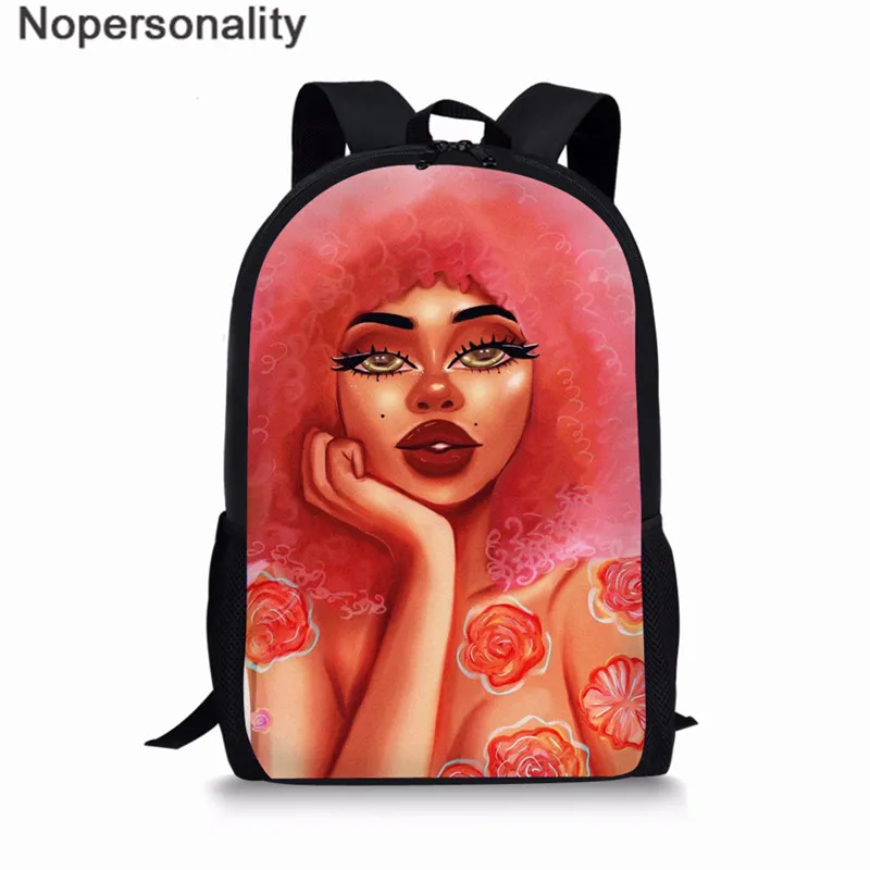 Nopersonality Black Art Afro Girl Print African Backpack for School Teenage Girls Book Bags Toddler Schoolbag Mochila Escolar - Цвет: LH1050C