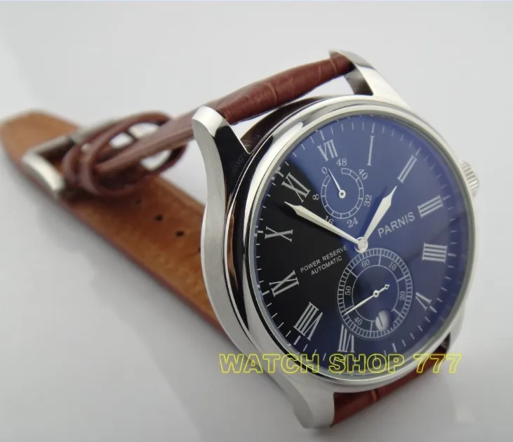 PARNIS 43 مللي متر الأسود الطلب التلقائي الذاتي الرياح حركة بلوغ السلطة ساعة رجالي ساعات آلية الجملة GL16 PARNIS 43 مللي متر الأسود الطلب التلقائي الذاتي الرياح حركة بلوغ السلطة ساعة رجالي ساعات آلية الجملة GL16