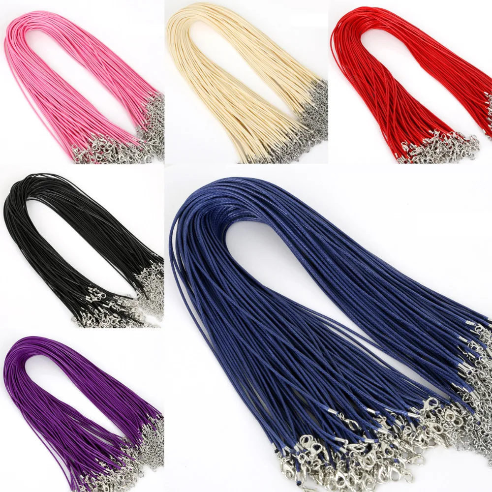 

10Pcs/lot Leather Chains Bracelet Pendant Charms With Lobster Clasp For DIY Jewelry Making Findings String Cord 1.5mm
