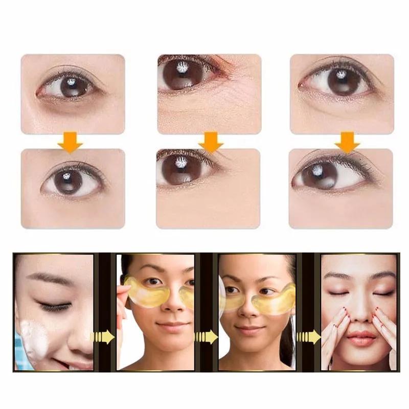 20Pcs=10Pairs Beauty Gold Crystal Collagen Eye Mask Eye Patch For Eyes Mask Acne Korean Collagen Mask Skin Care