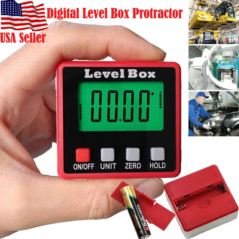  Digital LCD Protractor Gauge Angle Finder Bevel Level Box Inclinometer Meter