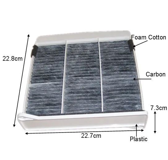 CUK2231 заводской выход ACC43 черный карбоновый Белый каркас воздушный фильтр в салон автомобиля для MITSUBISHI 7,4*23,1*23,1 см MR398288