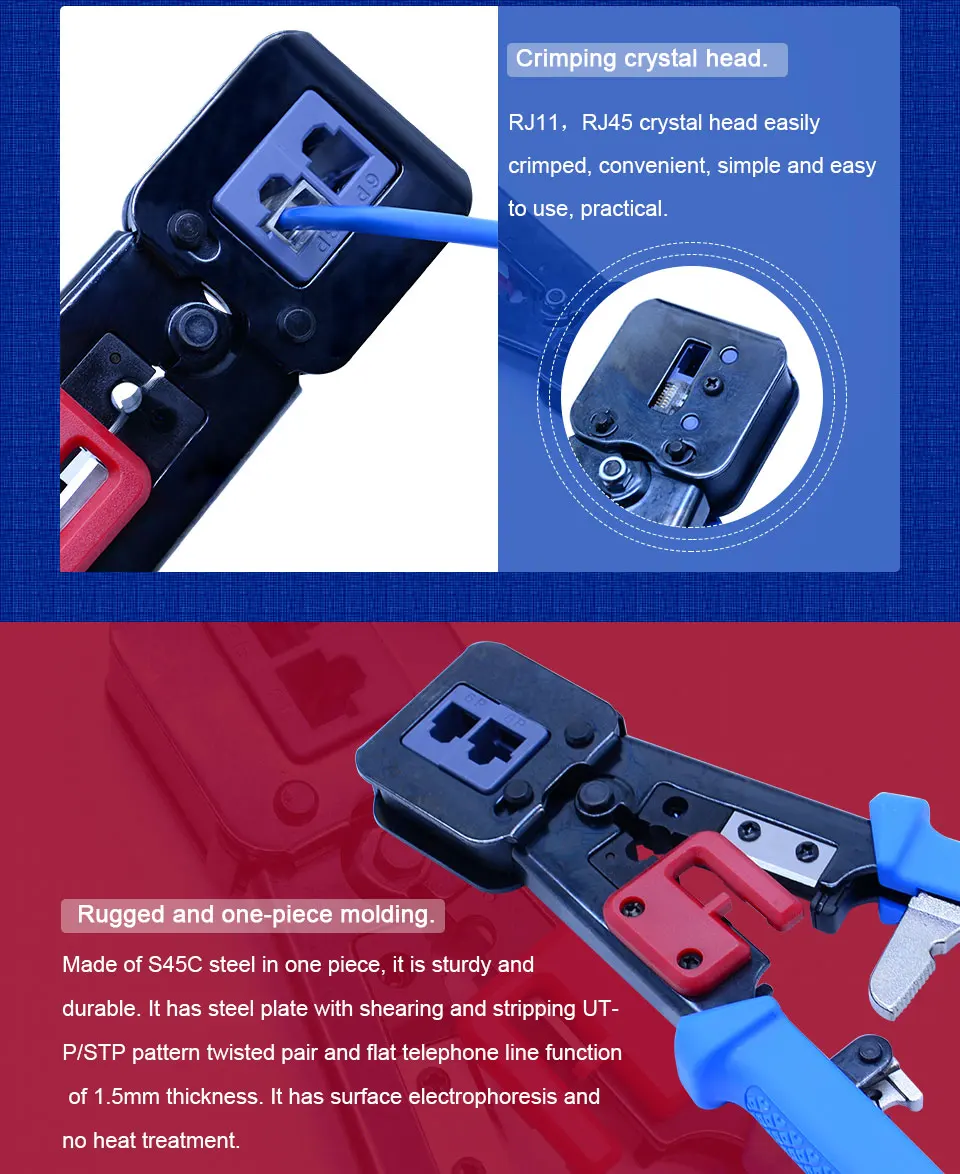 NF-5004 сетевые инструменты rj45 rj11 обжимной инструмент для зачистки кабеля Двойной модульный обжимной инструмент набор для зачистки проводов