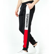 Мужские обтягивающие спортивные штаны с завязками, полосатые спортивные штаны, Цветные Лоскутные штаны для бега, спортивные брюки в стиле хип-хоп, Длинные Слаксы