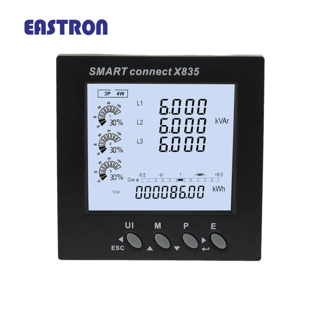 

Smart connect X835 three phase four wire 1A/5A CT connected digital mutifuntional panel meter with smart power manager