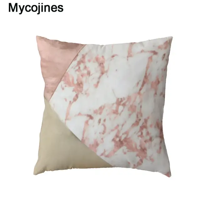 Us 2 66 20 Off Rose Gold Geometric Marble Texture Cushion Cover Polyester Peach Pillow Covers Home Bedroom Sofa Bedding Decor Throw Pillow Case In
