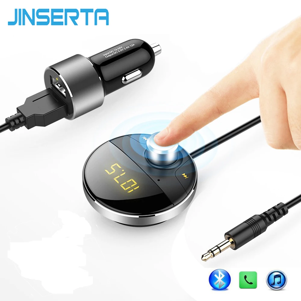 JINSERTA беспроводной FM передатчик автомобильный комплект Bluetooth Handsfree FM модулятор MP3 плеер аудио AUX Выход SD TF карта двойной USB